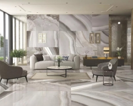 Sáng tạo nghệ thuật không gian nhờ mẫu gạch ốp tường phòng khách