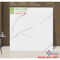 Gạch lát nền 100x100 ấn độ bóng kiếng màu trắng vân xám