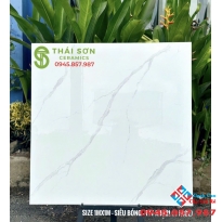 Gạch lát nền trắng vân mây bóng kiếng giá rẻ 100x100