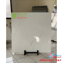 Gạch lát nền màu trắng vân xám 100x100 bóng kiếng trung quốc