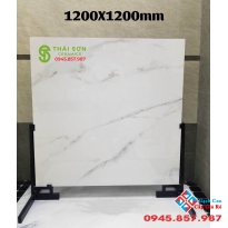 Gạch lát sảnh nhà phố cao cấp 120x120 trắng mây ấn độ