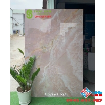 Gạch bóng kiếng ấn độ 120x180 vân đá màu hồng cao cấp