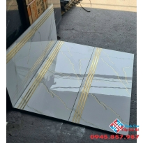 Gạch cầu thang tông trắng khắc kim cao cấp tại tphcm