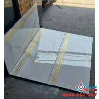 Gạch cầu thang tông trắng khắc kim cao cấp tại tphcm