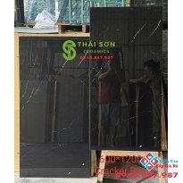 Gạch 60x120 bóng kiếng ấn độ cao cấp đen vân trắng