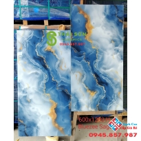 Gạch 60x120 siêu bóng lát nền ấn độ màu xanh mây trắng 