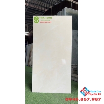 Gạch apodio siêu bóng 60x120 lát nền màu vàng kem nhạt