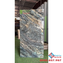 Gạch bóng kiếng 60x120 lát nền catalan vân xanh ngọc pha xám đen