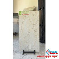 Gạch trung quốc 60x120 lát nền khắc kim màu vàng kem nhạt