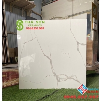 Gạch lát nền đá bóng kiếng 60x60 vân trắng mây