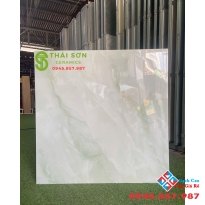 Gạch phương nam màu xanh lá 80x80 lát nền bóng kiếng