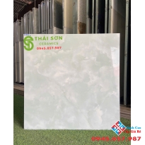 Gạch lát nền 80x80 takao bóng kiếng đồng chất màu xanh lá đẹp