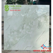 Gạch màu xanh khắc kim 80x80 bóng kiếng đồng chất trung quốc