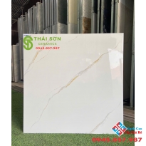 Gạch lát nền 80x80 vicenza bóng kiếng màu trắng vân vàng đẹp