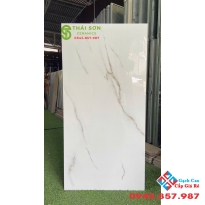 Gạch 60x120 ấn độ lát nền bóng kiếng màu trắng vân đá 