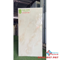 Gạch 60x120 bóng kiếng ấn độ vân đá vàng kem