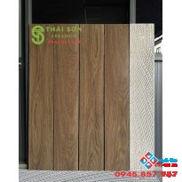 Gạch giả gỗ 20x120 trung quốc lát nền màu nâu sẫm ngả rêu