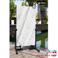 Gạch khổ lớn 600x1200 bóng kính vân trắng vệt xám