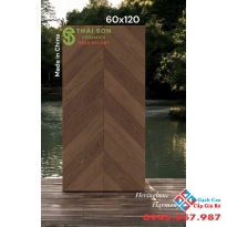 Gạch trung quốc 60x120 mờ vân gỗ đỏ ghép xương cá sang trọng