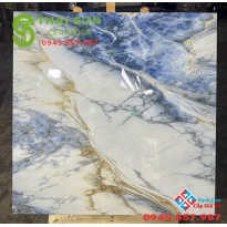 Gạch trung quốc 80x80 bóng kiếng màu xanh vân đá