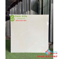 Gạch lát nền vitto 80x80 bóng kiếng màu kem vàng vân đá 