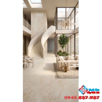 Gạch trung quốc 60x120 lát nền khắc kim màu vàng kem nhạt
