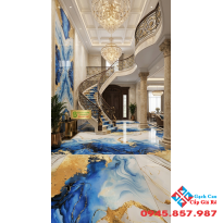 Gạch ấn độ siêu bóng 60x120 màu xanh ánh vàng