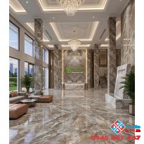Gạch trung quốc 80x80 lát nền khắc kim vàng màu nâu đất
