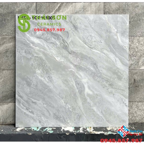 Gạch lát nền 100x100 Viglacera màu xám vân bóng kiếng