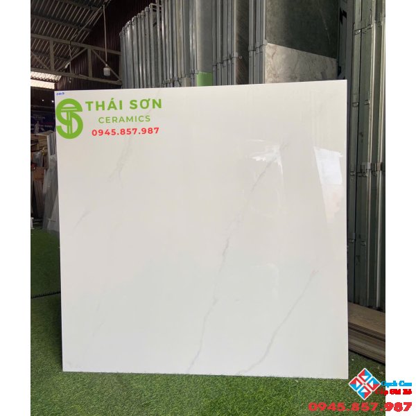 Gạch cmc lát nền 100x100 bóng kiếng trắng vân đá
