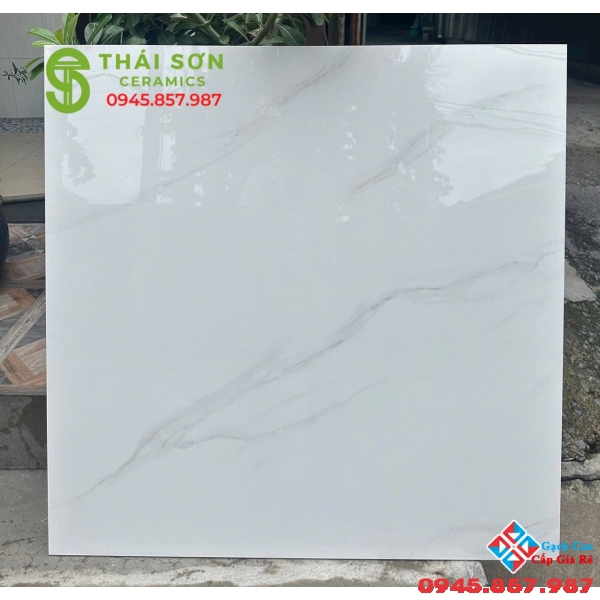 Gạch đồng chất 100x100  trung quốc màu trắng vân mây