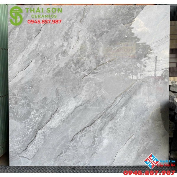 Gạch trung quốc 100x100 vân xám  khắc kim cao cấp