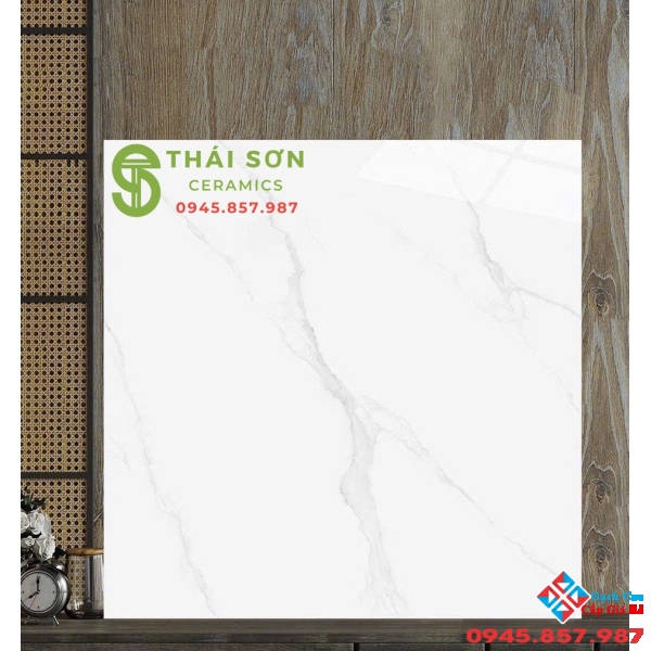 Gạch catalan 120x120 bóng kiếng lát nền trắng vân mây