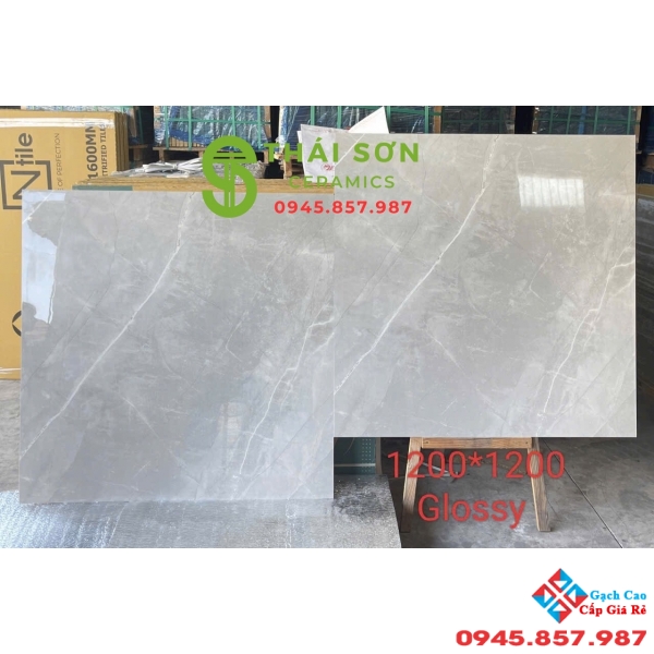 Gạch lát nền 120x120 ấn độ lát nền màu xám vân trắng