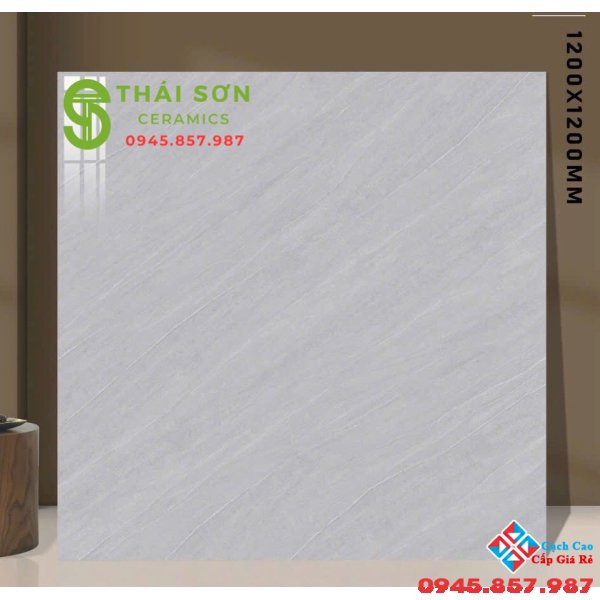 Gạch lát nền 120x120 bóng kiếng màu xám ấn độ