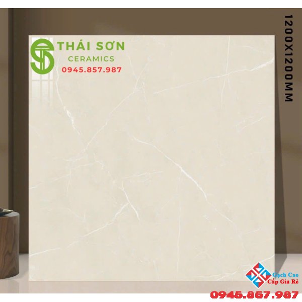 Gạch lát nền 120x120 ấn độ màu kem vàng bóng kiếng
