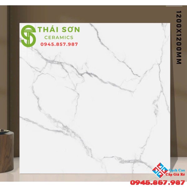 Gạch lát nền 120x120 ấn độ vân đá trắng bóng kiếng
