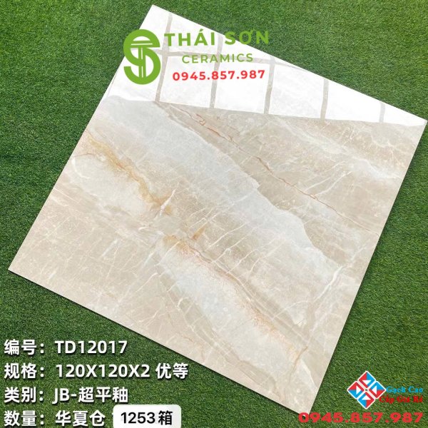 Gạch trung quốc 120x120 lát nền biệt thự vân đá vàng đẹp