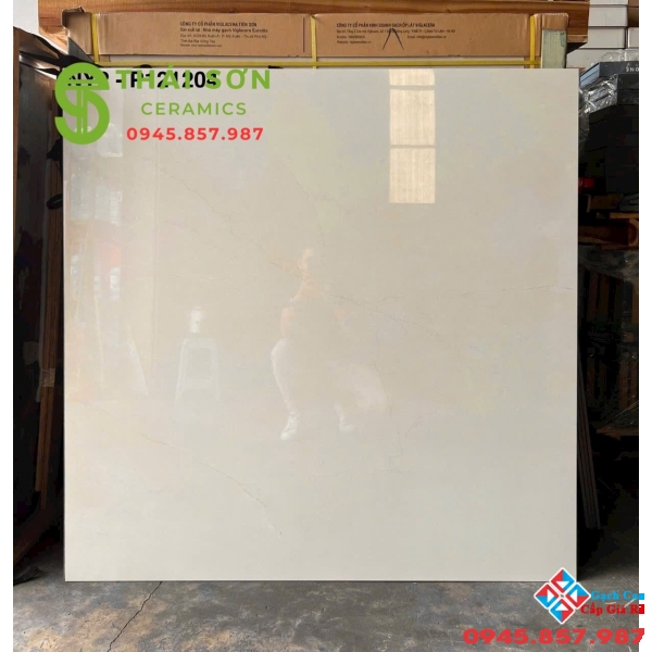 Gạch lát nền 120x120 Viglacera bóng kiếng màu kem