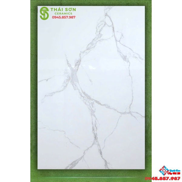 Gạch lát nền màu trắng vân xám 120x180 bóng kiếng ấn độ