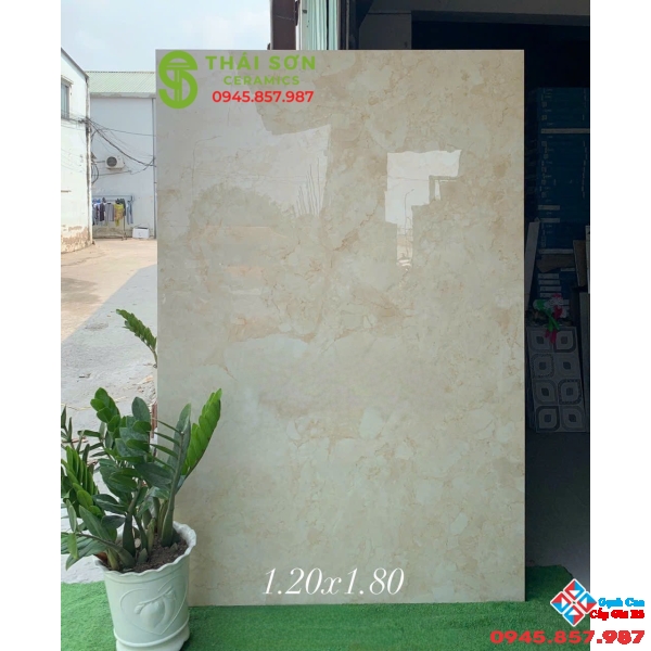 Gạch 120x180 đá bóng kiếng ốp lát vân vàng kem cao cấp