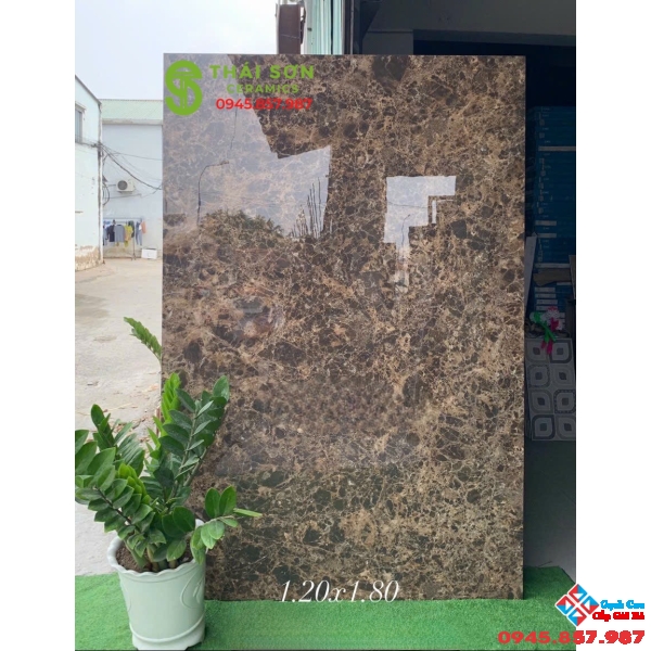 Gạch lát nền ấn độ 120x180 bóng kiếng vân đá nâu đẹp