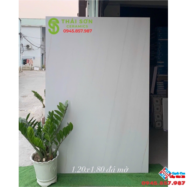 Gạch lát nền đá mờ 120x180 trắng vân mây nhẹ
