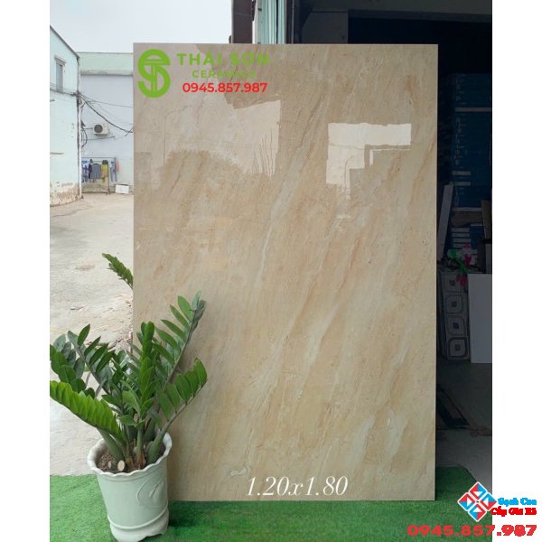 Gạch khổ lớn vân đá vàng 120x180 bóng kiếng lát nền ấn độ