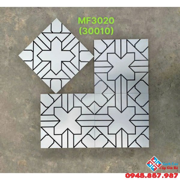 Gạch bông họa tiết trắng đen 30x30 ốp lát trung quốc