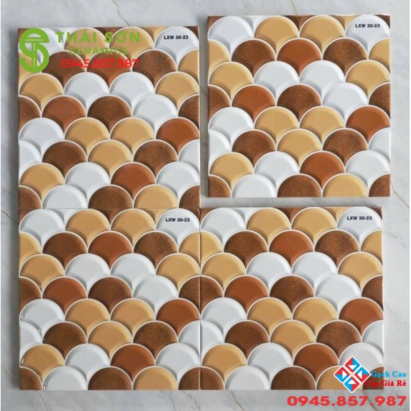 Gạch 30x30 vẩy cá vân nổi 3D cao cấp chính hãng