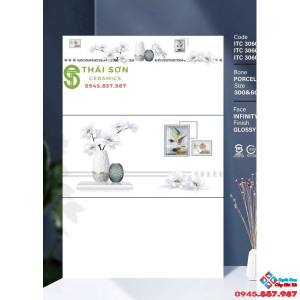 Gạch ốp tường 30x60 bóng kiếng trắng trơn giá tốt