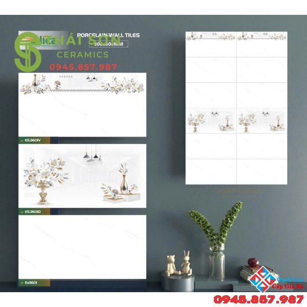 Gạch cmc 30x60 bóng kiếng trắng vân mây ốp tường phòng khách đẹp
