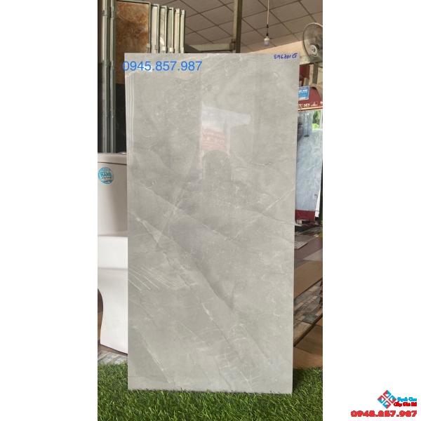 Gạch ốp tường phòng khách 40x80 bóng kiếng