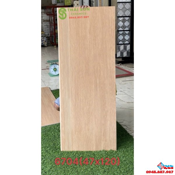 Gạch giả gỗ 47x120 lót bậc cầu thang 